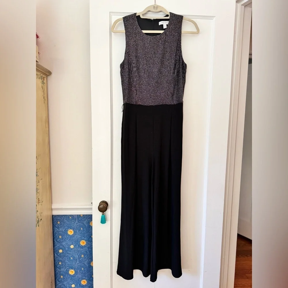 323. Nine West Glittery Black Jumpsuit 10 - Picture 2 of 9